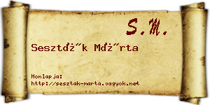 Seszták Márta névjegykártya